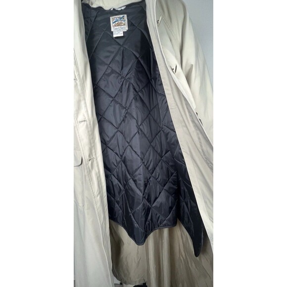 Travel Smith Trench Coat Vintage Long Raincoat Hood Liner Pockets Cinch Beige XS - Picture 4 of 8
